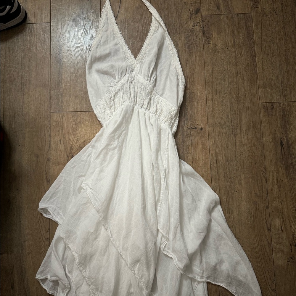 Elegant White Halter Dress